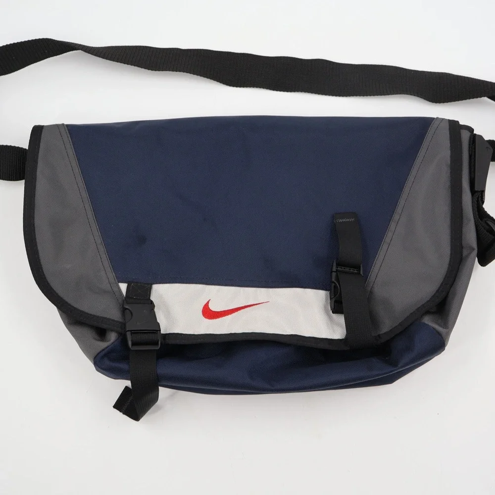 Nike Messenger Bag Large Navy Blue Grey Vintage Y2K Made in USA